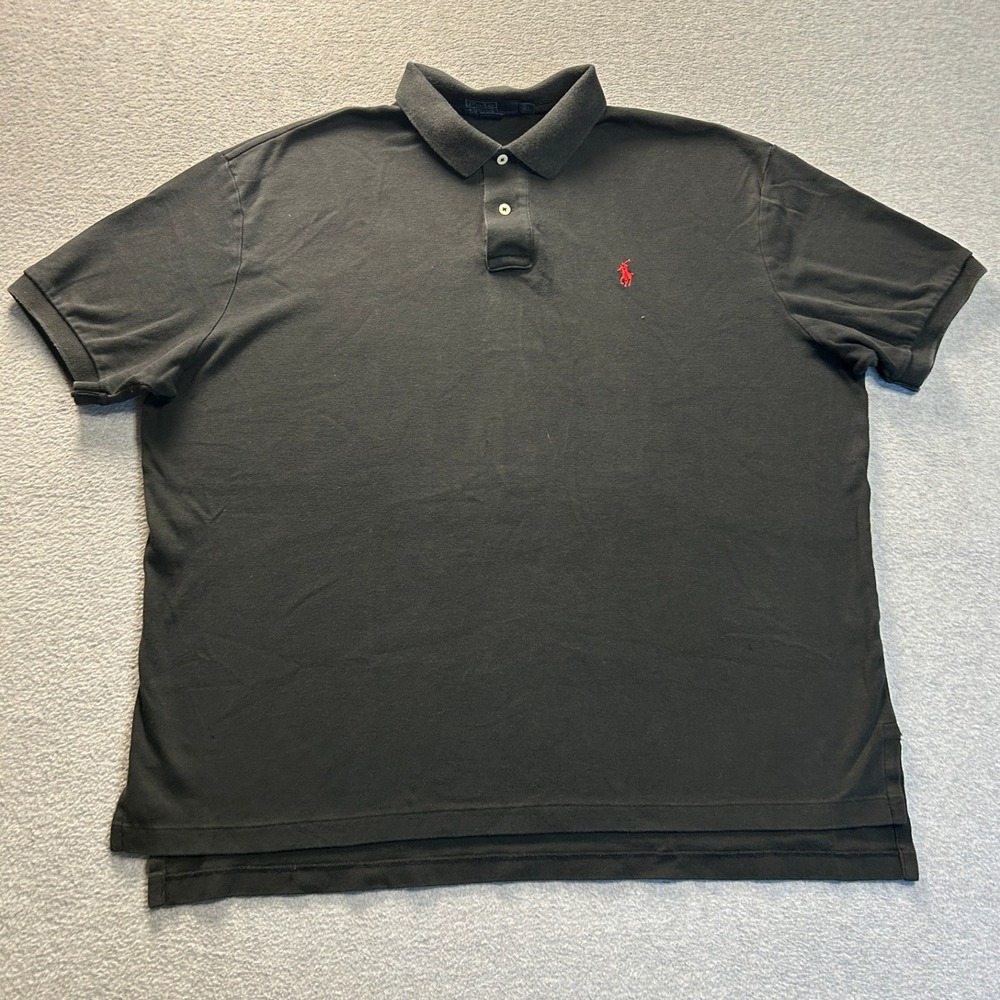 Polo Ralph Lauren Polo Shirt Mens XL Black Cotton Red Pony Logo Short Sleeve